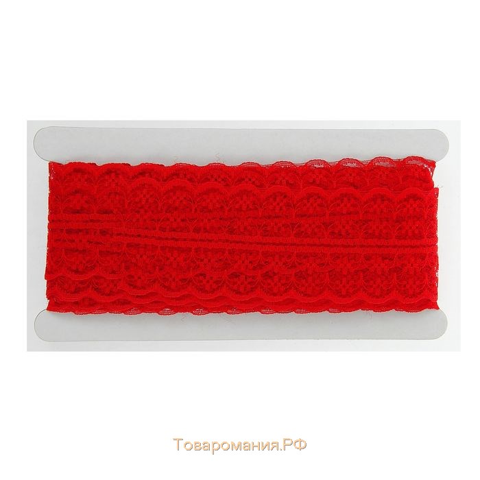 Кружево капроновое, 45 мм × 10 ± 1 м, цвет красный