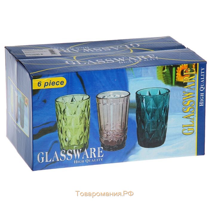 Набор стаканов стеклянных Magistro «Ла-Манш», 350 мл, 8×12,5 см, 6 шт, цвет розовый