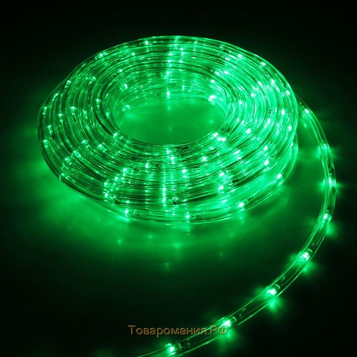 Световой шнур Lighting 10 мм, IP65, 5 м, 24 LED/м, 220 В, 8 режимов, свечение зелёное