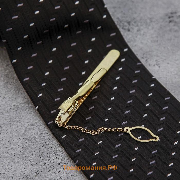 Зажим для галстука стальной "Классический" галка, цвет золото