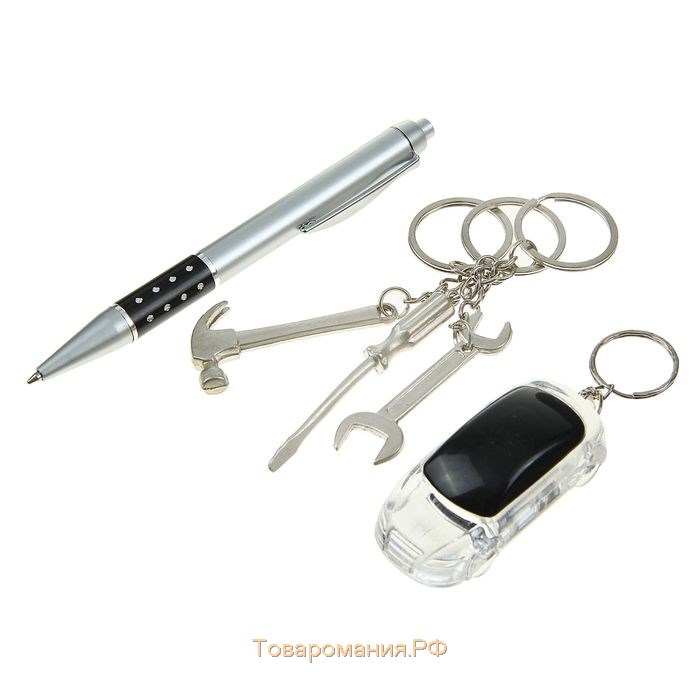 Набор подарочный 3в1 (ручка, брелок-инструменты, фонарик)
