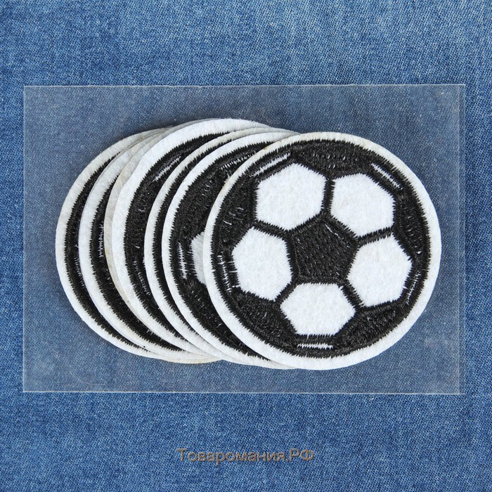 Термоаппликация «Футбольный мячик», d = 5,1 см, цвет белый/чёрный