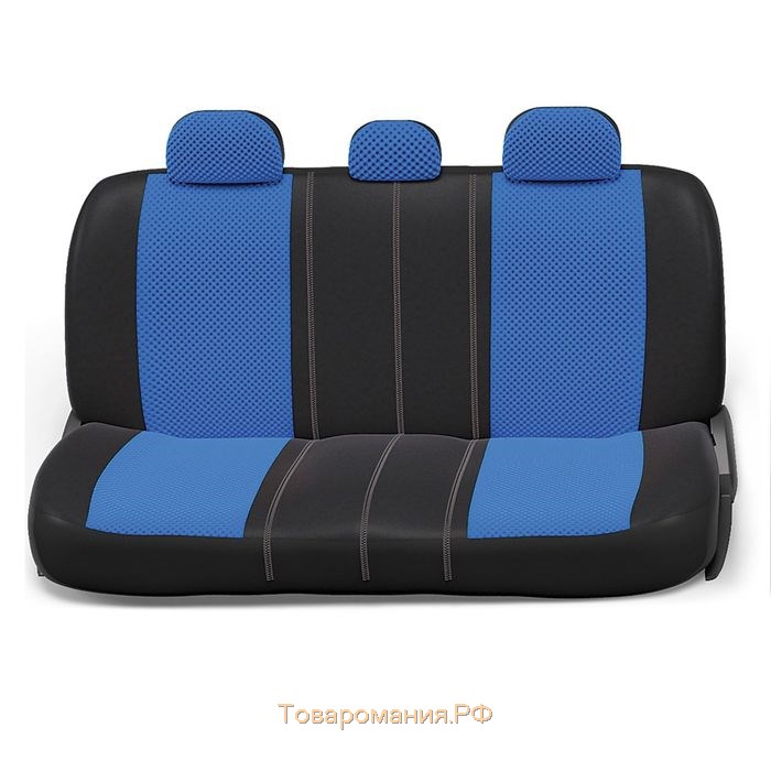 Авточехлы универcальные AUTOPROFI EXTRA COMFORT, ECO-1105 BK/BL (M), формованный велюр, набор из 11 предметов, цвет чёрный/синий