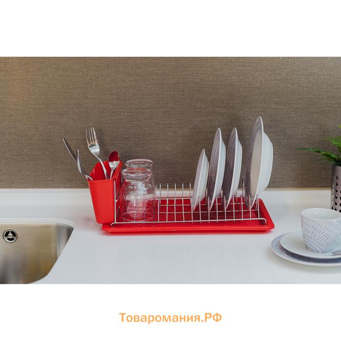 Сушилка для посуды с поддоном , 38.5×21.5×12.5 см, МИКС