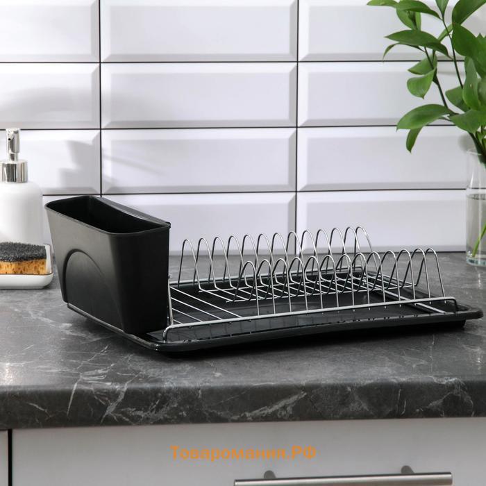 Сушилка для посуды с поддоном , 38.5×21.5×12.5 см, МИКС
