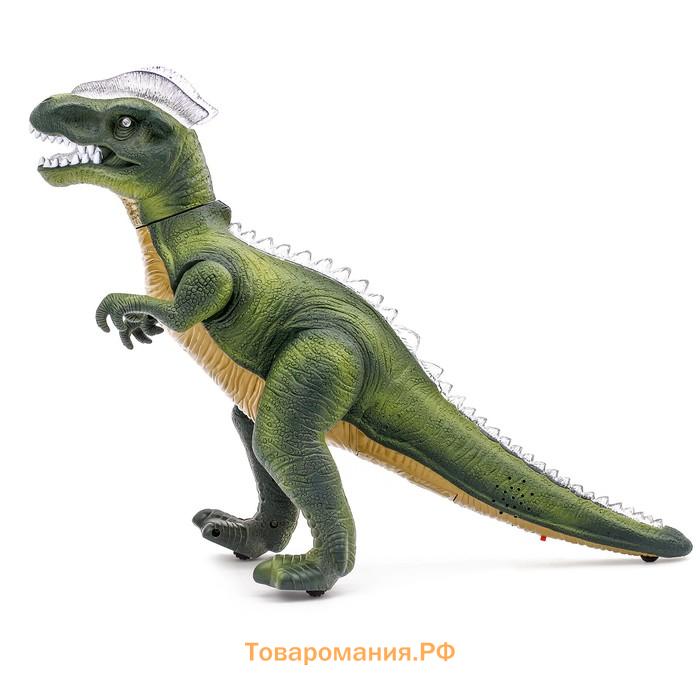 Динозавр радиоуправляемый T-Rex, световые и звуковые эффекты, работает от батареек, цвет зелёный