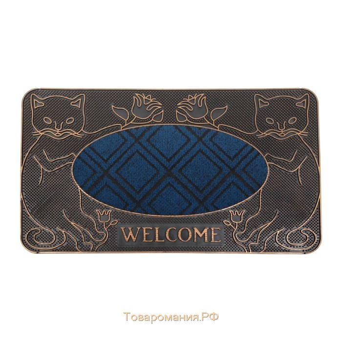 Коврик придверный Welcome, резиновый, прямоугольный, 40×70 см, цвет МИКС