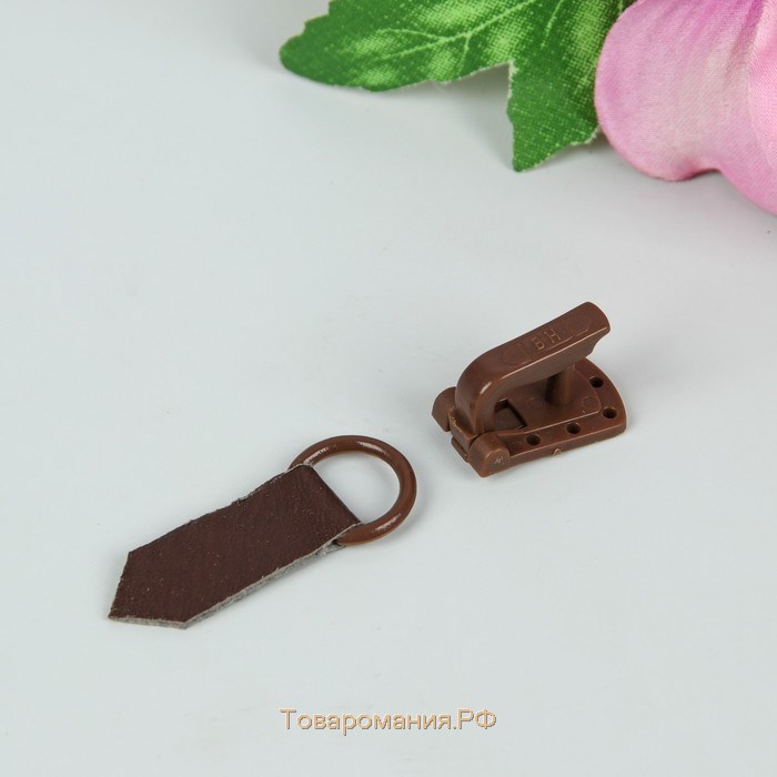 Крючки пришивные, пластиковые, для верхней одежды, 5 × 1,5 см, 6 шт, цвет коричневый