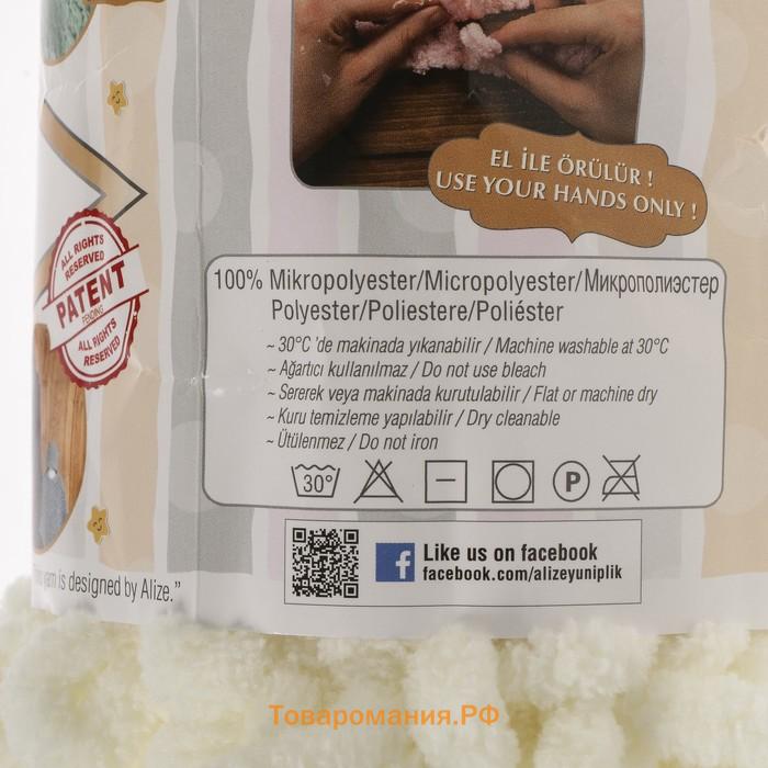 Плюшевая пряжа для вязания руками ALIZE, Puffy, 100 % микрополиэстер, 9 м/100 г, (62 св. молочный)