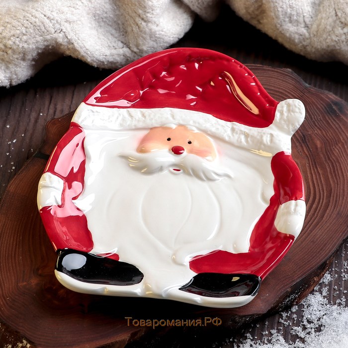Блюдо керамическое «Дедушка Мороз», 19,5×17×2,5 см
