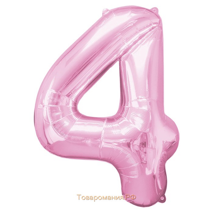 Шар фольгированный 40" «Цифра 4», индивидуальная упаковка, цвет нежно-розовый