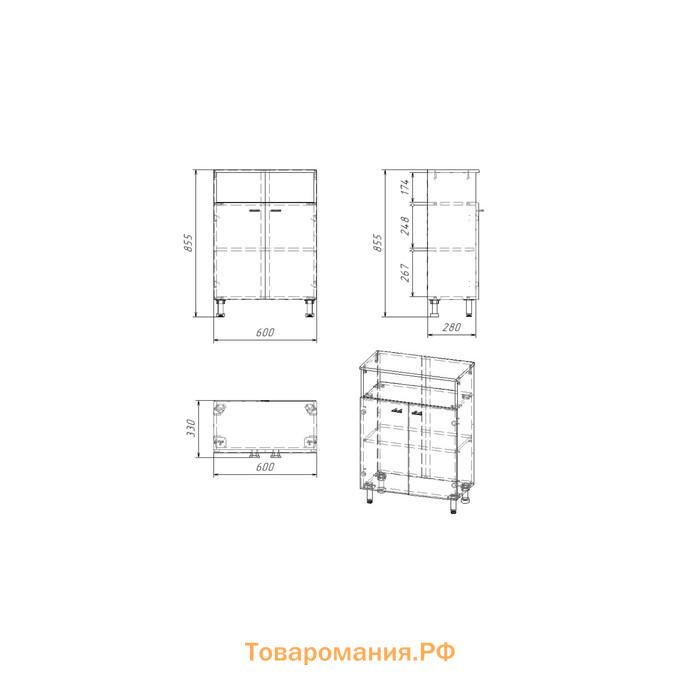 Комод для ванной комнаты "Вега 6002" белый, 60 х 30,3 х 85,4 см