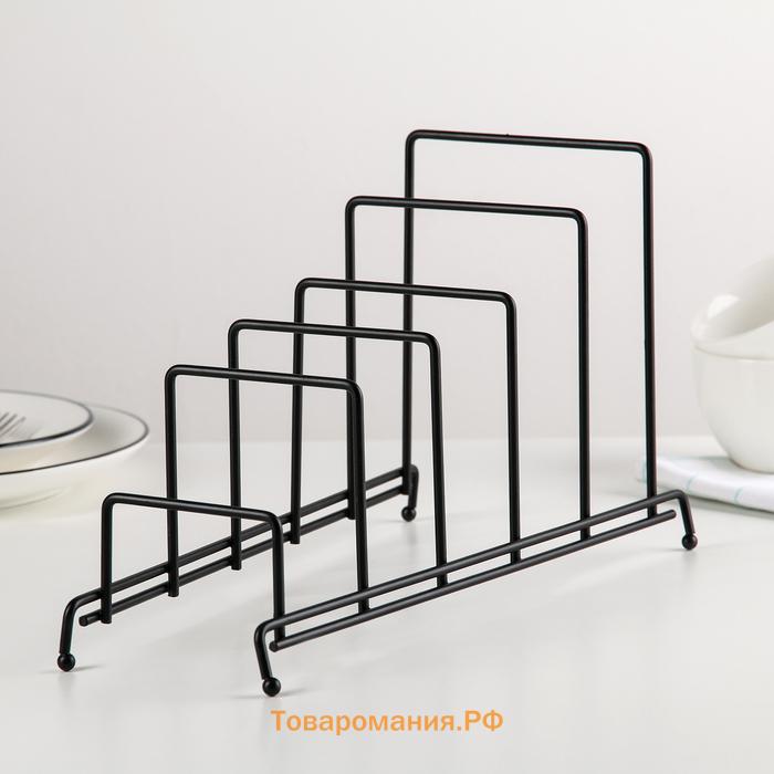 Подставка для крышек на 5 предметов , 28.5×12.5×16.5 см, чёрная