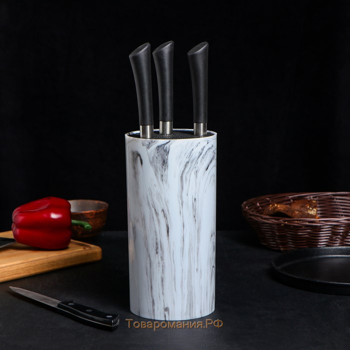 Подставка для ножей «Мрамор», 22×11 см, цвет белый