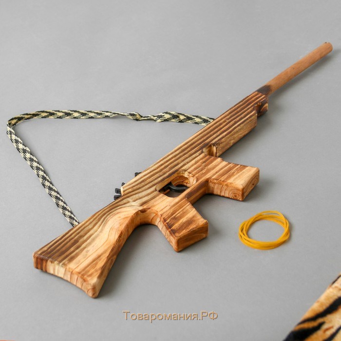 Игрушка деревянная стреляет резинками «Автомат» 57 × 11.5 × 2 см