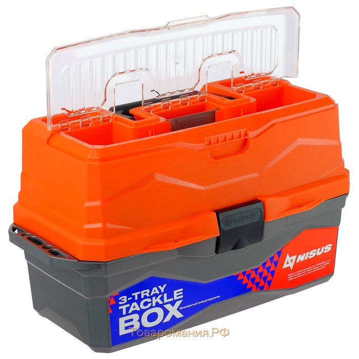 Ящик рыболовный Tackle Box трёхполочный NISUS, оранжевый