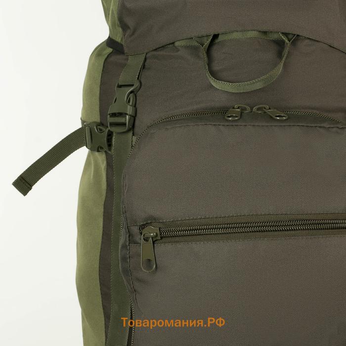 Рюкзак туристический, 120 л, отдел на шнурке, наружный карман, 2 боковых кармана, цвет зелёный