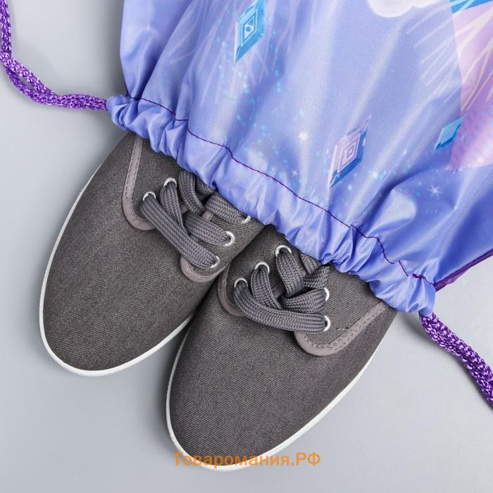 Мешок для обуви 420 х 350 мм, Холодное сердце «Анна и Эльза» (мягкий полиэстер, плотность 210D)