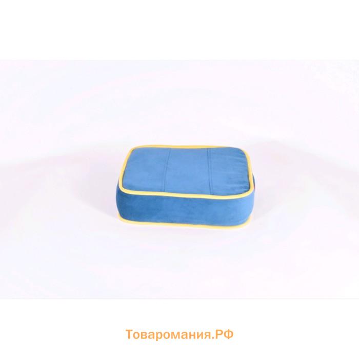 Подушка-пуф передвижной «Моби», размер 40 × 40 см, синий/жёлтый, велюр