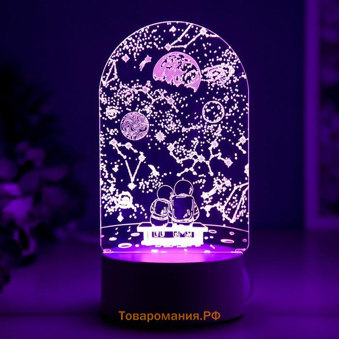 Светильник 3D ночник RISALUX «Пара в космосе», LED RGB, от сети, 9.5×10×19 см