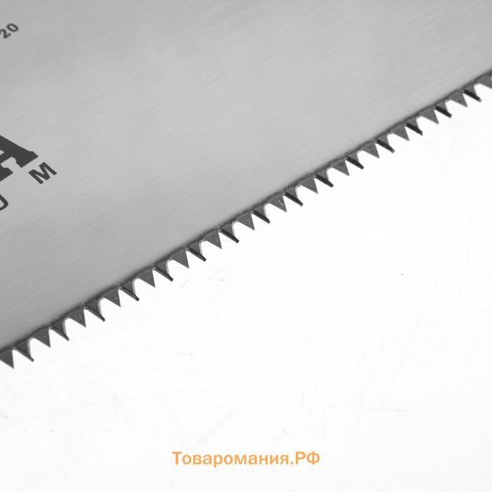 Ножовка по дереву ТУНДРА, 2К рукоятка, 2D заточка, каленый зуб, 7-8 TPI, 500 мм