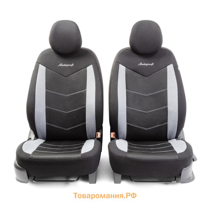 Авточехлы AEROBOOST 3D крой, 11 предметов, 5 подголовников, 2 молнии, AIRBAG черно-серый