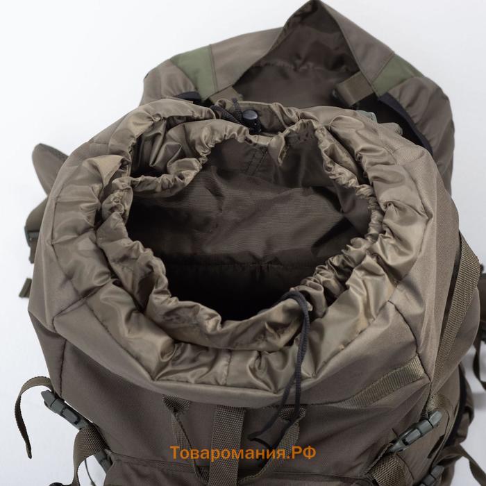 Рюкзак туристический, 60 л, отдел на шнурке, наружный карман, 2 боковые сетки, цвет оливковый
