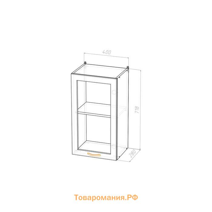 Шкаф навесной Лариса 400х300х720 с витриной  белый/латте