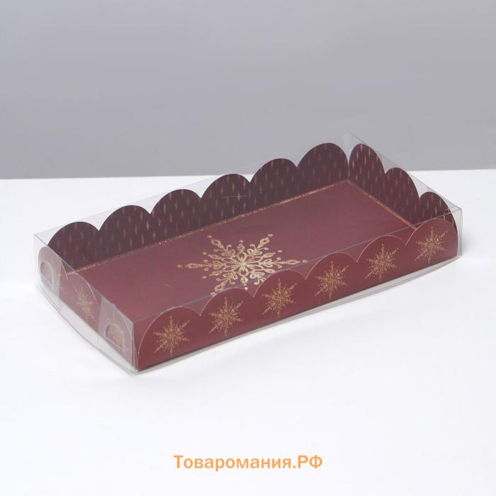 Коробка для кондитерских изделий с PVC крышкой «Gold», 10.5 × 21 × 3 см