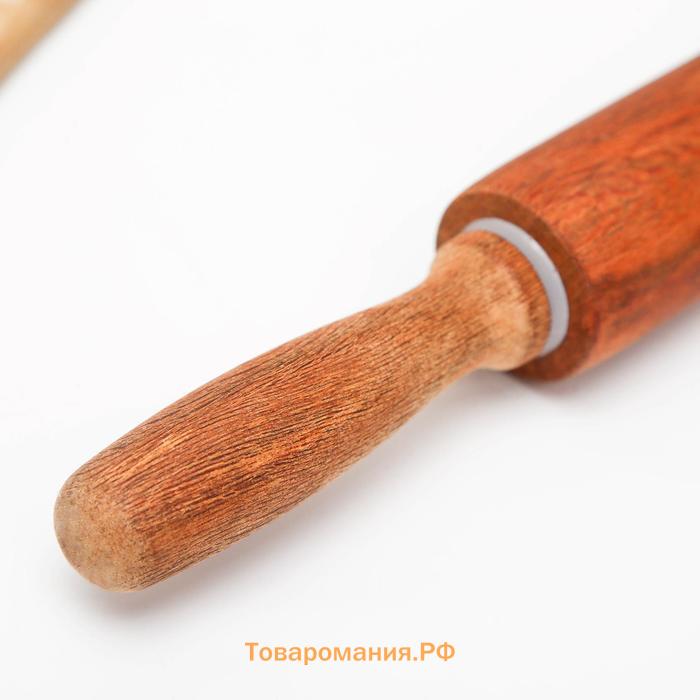 Скалка вращающаяся Magistro, 43×4 см, рабочая часть 23 см, акация