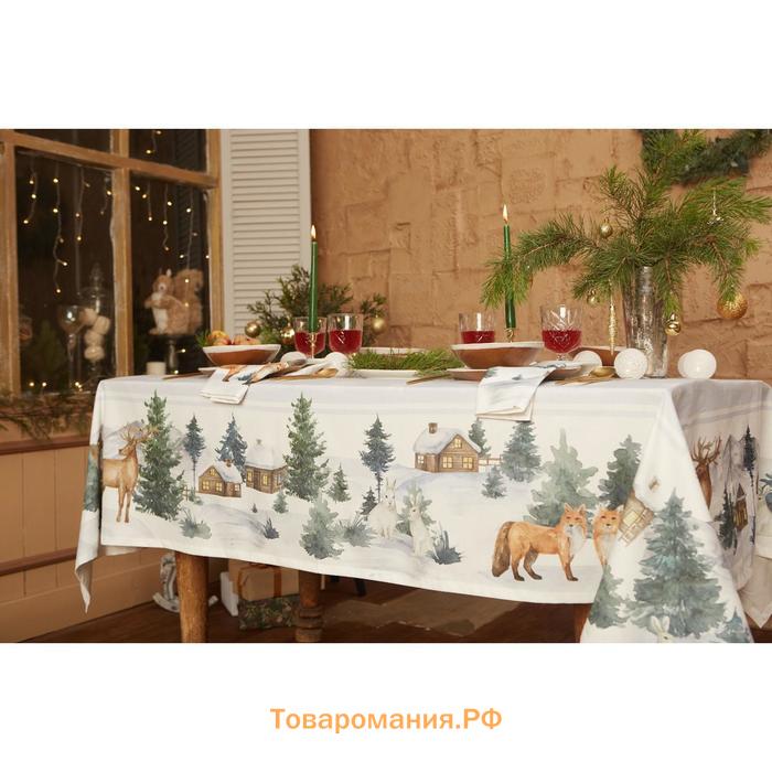 Скатерть новогодняя "" "Forest animals" Скатерть новогодняя 150х110 +/-2см с ГМВО, 100%хл, саржа 190гр/м2