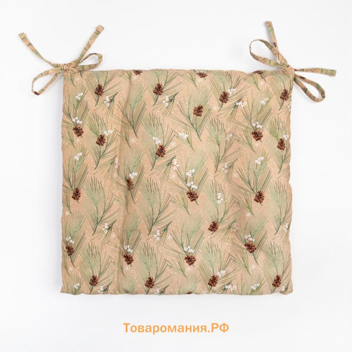 Подушка на стул новогодние "" "Spruce branches" 42х42х7см, 100%хл, саржа 190 г/м2