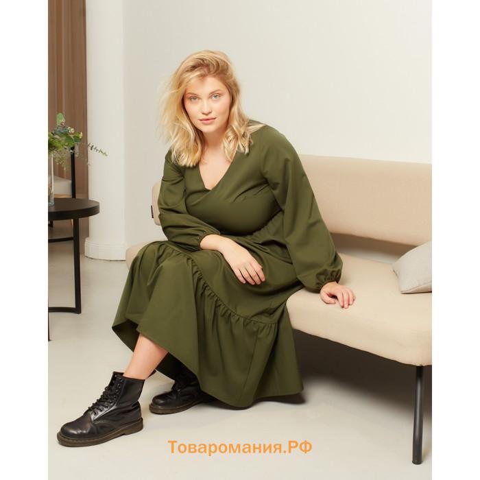 Платье женское миди MIST plus-size, р.52, хаки