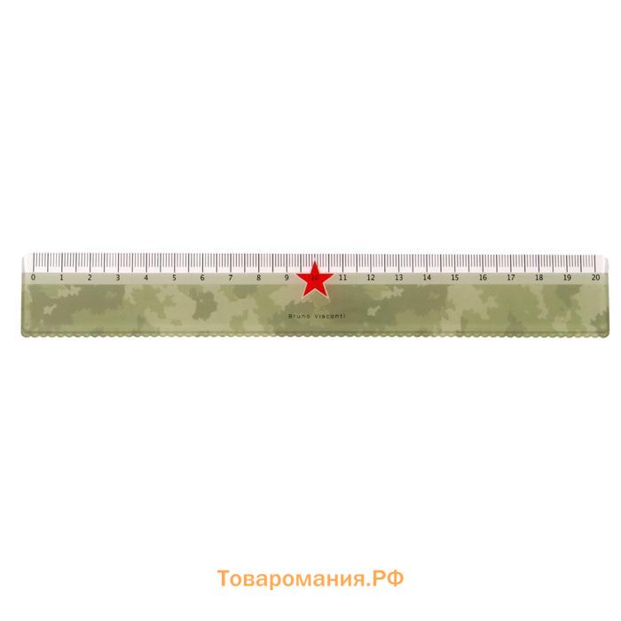 Линейка 20 см HappyGraphix "Военный паттерн", с волнистым краем