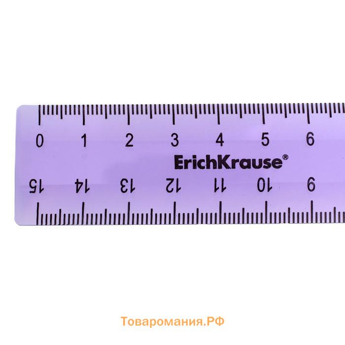 Набор геометрический ErichKrause Standard, пластиковый, малый (линейка, угольник, транспортир), сиреневый, в zip-пакете