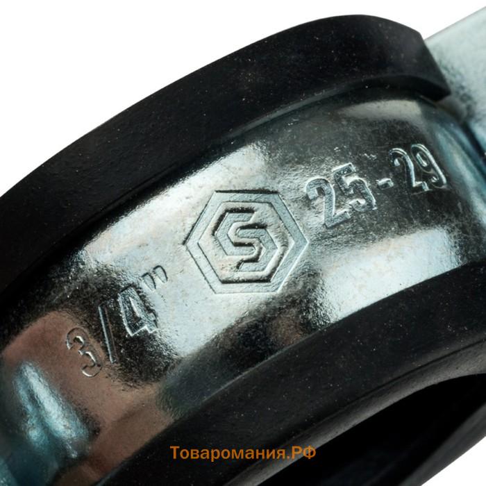 Хомут сантехнический STOUT SAC-0020-100038, 3/4", 25-29 мм, шпилька шуруп +дюбель пластик.