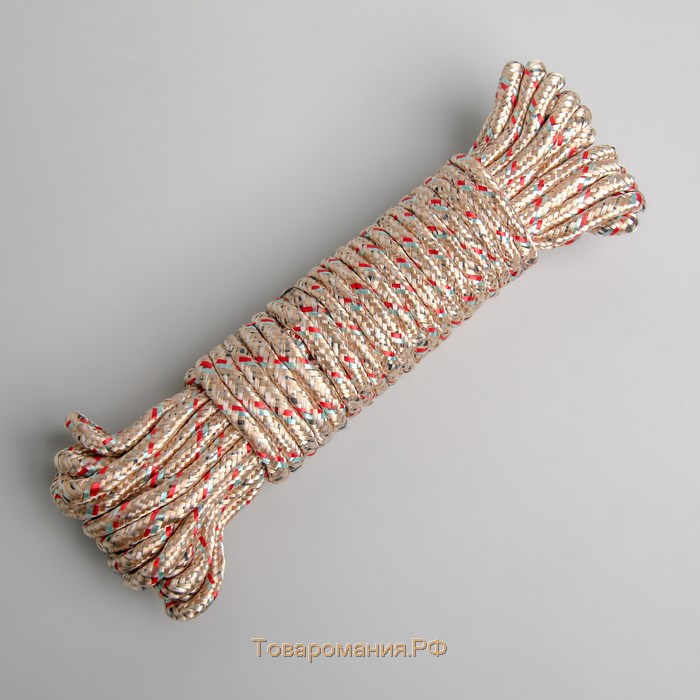 Верёвка бельевая, d=6 мм, длина 10 м, цвет МИКС