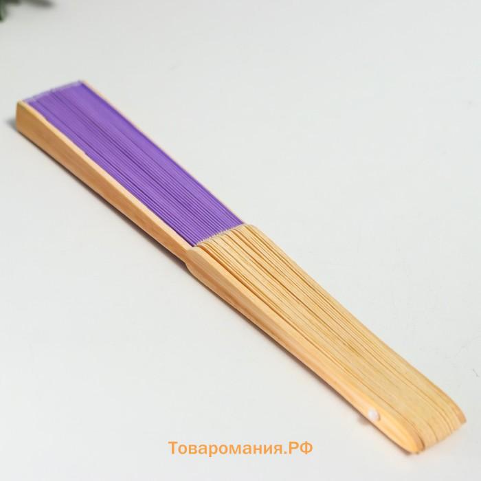 Веер бамбук, текстиль h=21 см "Моноцвет" в коробке, сиреневый