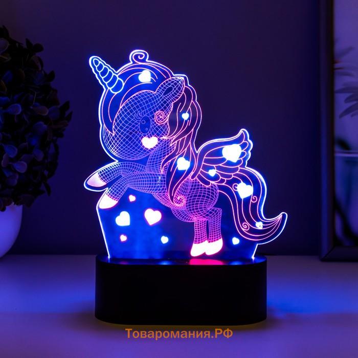 Светильник сенсорный «Единорожек» LED USB (90 см) от батареек 3xАА черный 14×5.5×18.5 см RISALUX 765