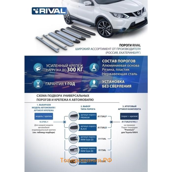 Пороги на автомобиль "Premium-Black" Rival, Haval Jolion 2021-н.в., 180 см, 2 шт., алюминий, A180ALB.9404.1
