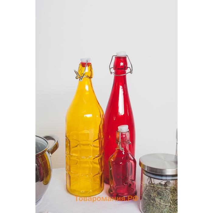 Бутылка стеклянная для соусов и масла с бугельным замком «Галерея», 1,11 л, 9×32 см цвет МИКС
