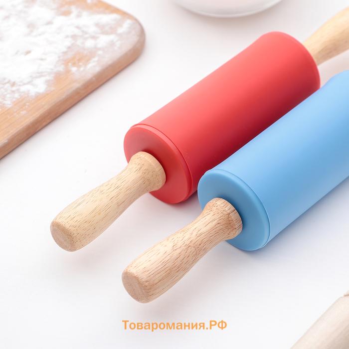 Скалка  «Валенсия», 23×4 см, рабочая часть 10 см, красная