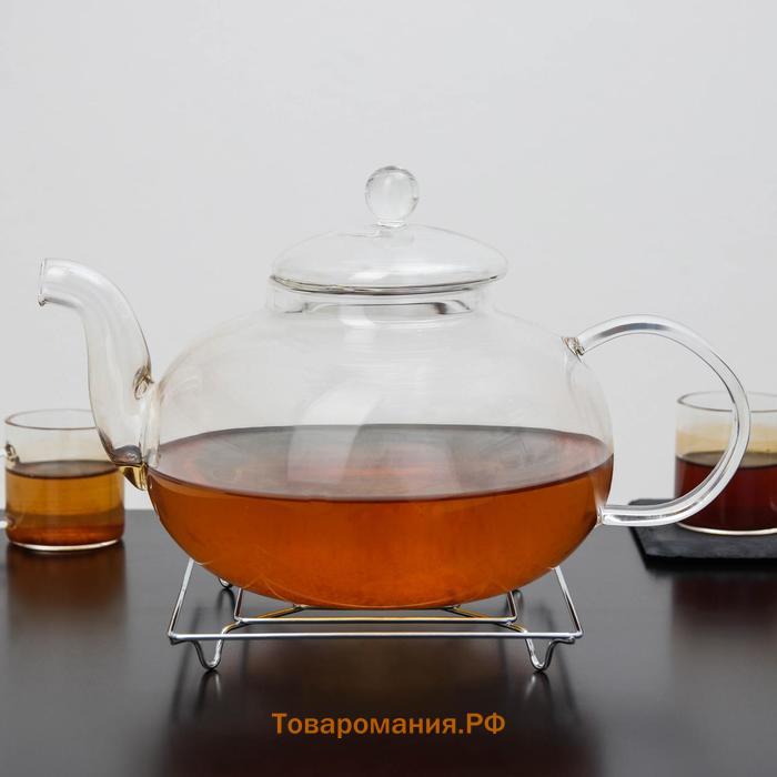 Подставка под горячее на ножках  «Квадрат», 14×14×2 см, хром