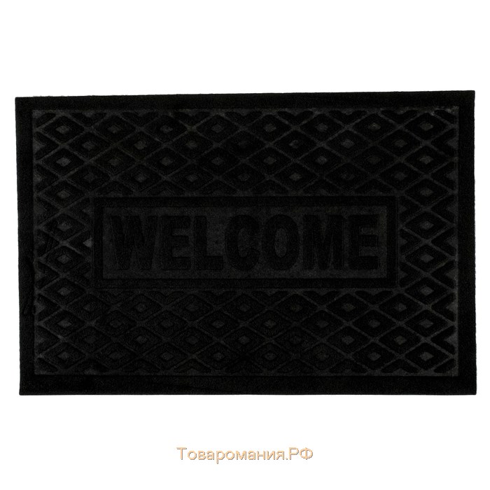 Коврик придверный Welcome, ромбы, влаговпитывающий, без окантовки, 38×58 см, цвет МИКС