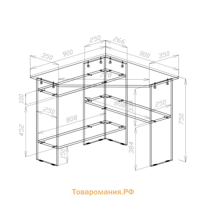 Стол письменный СП-2, 900х900х750, Белый