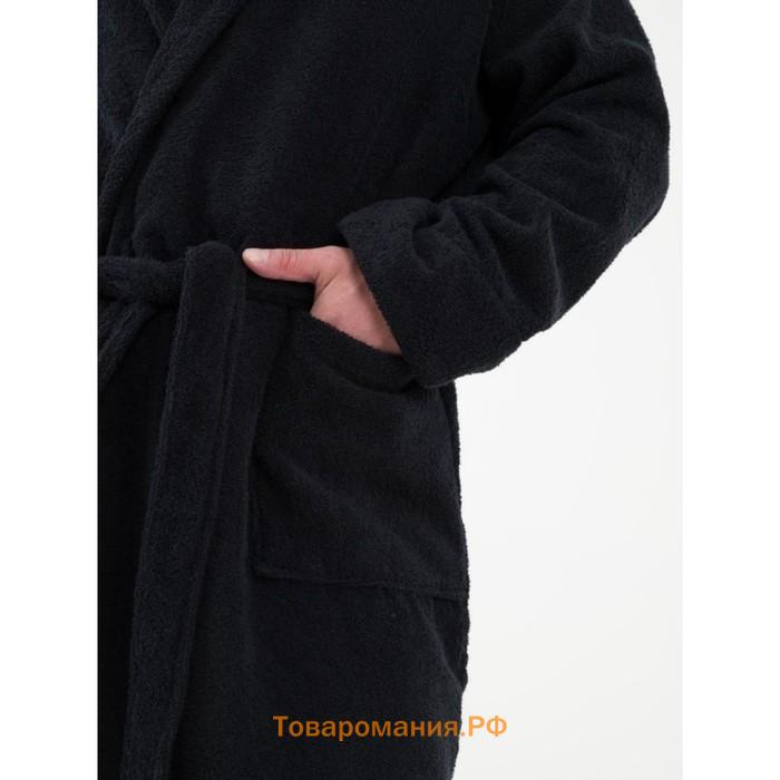 Халат мужской махровый с шалькой, размер 48-50, цвет черный