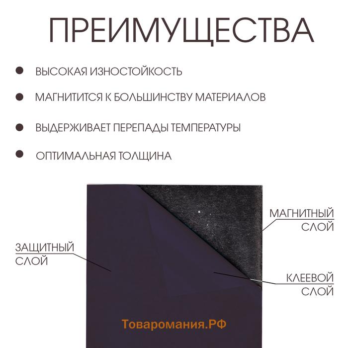 Магнитный винил, с ПВХ поверхностью, А3, 2 шт, толщина 0.3 мм, 42 х 29.7 см, черный