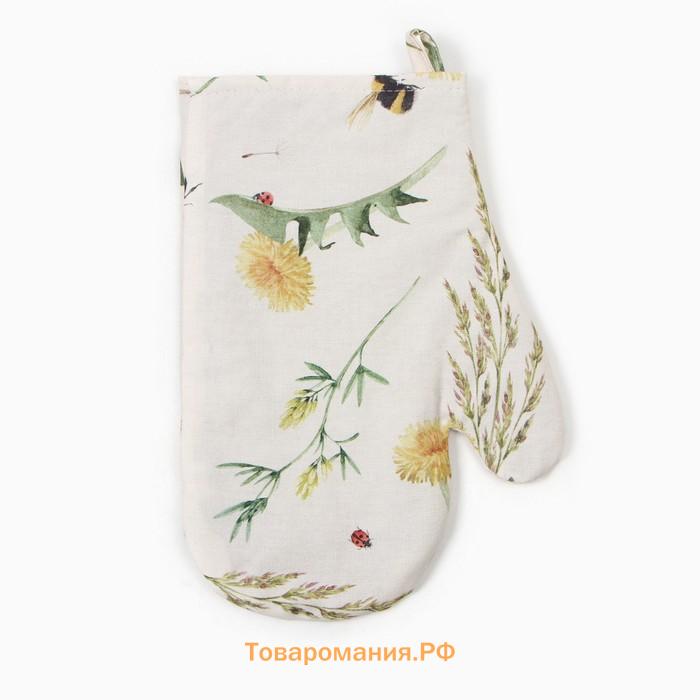 Варежка-прихватка  «Одуванчики», 20×27 см, 100% хлопок, саржа 178 г/м²