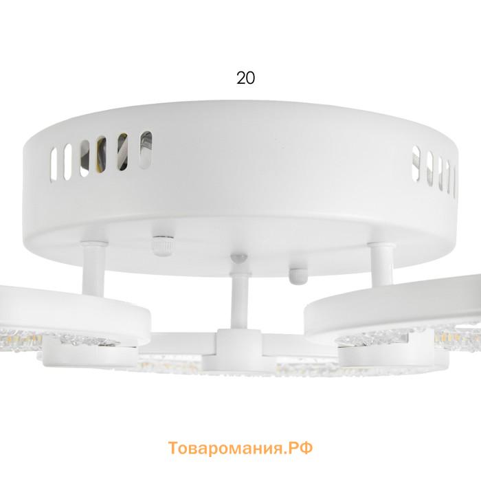 Люстра «Кунайо», LED 84W 3000-6500K, ПДУ, белый, 63.5×63.5×7.5 см