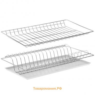 Сушилка для посуды с поддоном для шкафа 50 см, 46.5×25.6 см, цинк, серебристая